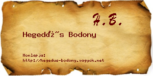 Hegedűs Bodony névjegykártya